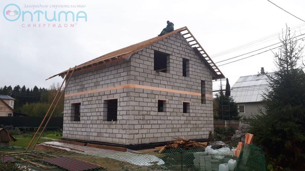 Строительство газобетонного дома в Рощино